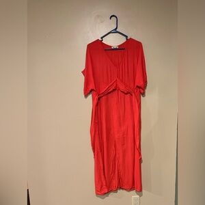 Billabong Women's Size XS OVERSIZED Coral Short Sleeve Dress Front Slit Beachy